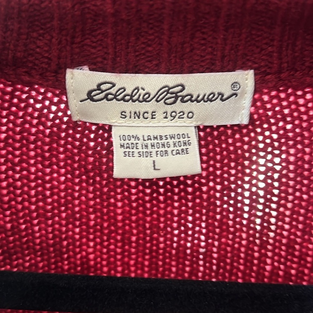 Eddie Bauer tartan zip up holiday sweater L - Picture 2 of 4